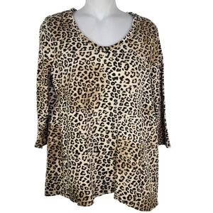 Tan 3/4 Sleeve Relaxed Blouse